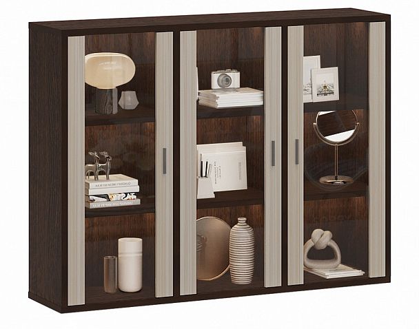 Тумба-витрина Домино СУ(ш3в1)+3ФС Венге/Карамель - Вид 2