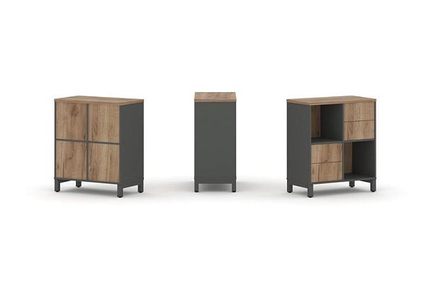 Style Project Набор стеллажа 1 сторон., 2 яр. SN.NS-221 Антрацит/Дуб Табак/Металл Антрацит 754*400*8 - Вид 1