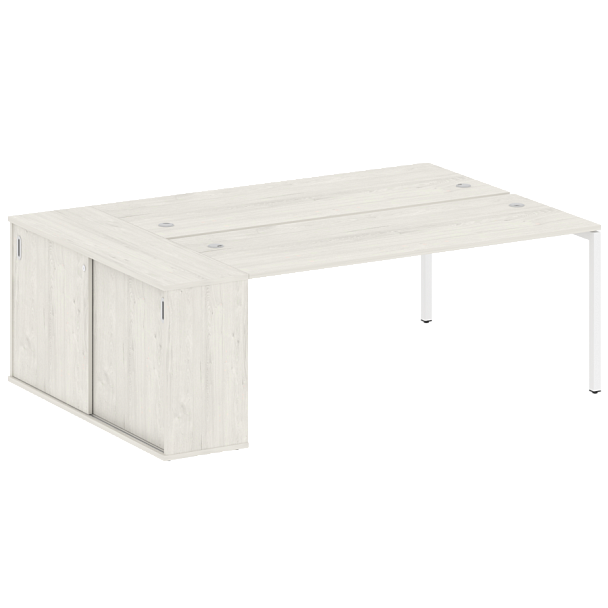 Metal System Quattro Р. ст. с шкафом-купе на П-образном м/к 40БП.РС-СШК-1.5 Т Дуб наварра/Белый металл 2210*1475*750 - Вид 1