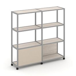 Shelf Mobile Стеллаж 4 уровня 2 секции VR.LT-STK-413.08 Денвер Светлый/Металл Серый/W-04 1570*400*1523 - Фото предпросмотра