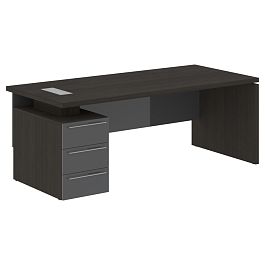 Стол письменный СП-064-25-05(L) Дуб Мореный/Серый глянец 2000х900х750 KANON - Фото предпросмотра