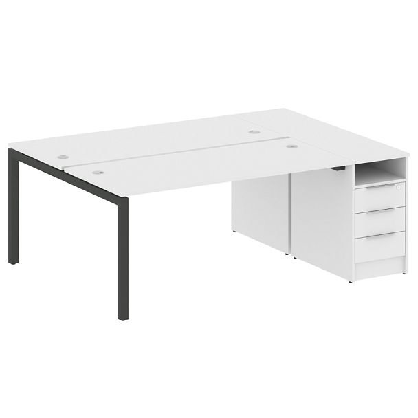 Metal System Quattro Р. ст. с тумбой на П-образном м/к 50БП.РС-СТП-2.4 Белый/Антрацит металл 2012*1475*750 - Вид 1