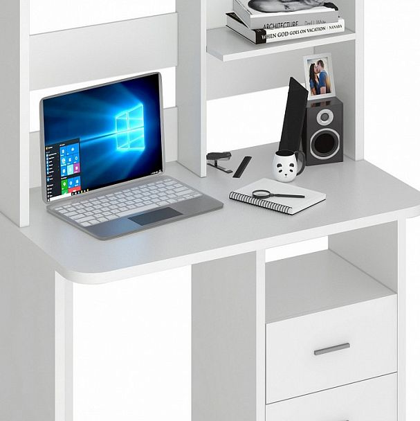 Стол компьютерный Домино Lite СКЛ-Прям100Р+НКЛ-100 Белый - Вид 3