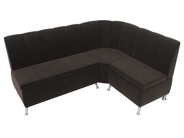 Кухонный угловой диван Кантри правый (полностью велюр коричневый) - Вид 5