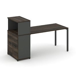 Concept Стол рабочий с опорным распаш. шкафом с надставкой низ. CN.SP-225 W Дуб Мали/Антрацит/Металл Антрацит 1400*720*1140 - Фото предпросмотра