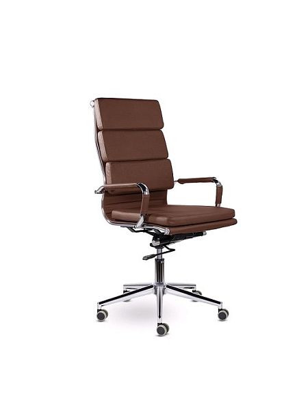 Кайман Трио СН-303 В хром софт обивка экокожа  шоколадный s-0439 "Кресла для руководителей"  ТК-002587001453 шоколад - Вид 1