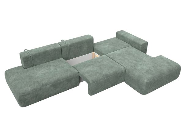 Диван угловой Лига-036 НПБ Модерн Лонг правый угол Велюр зеленый - Вид 8