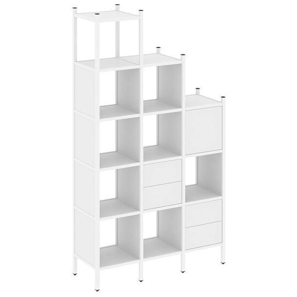 Loft Прямой стеллаж наборный VR.L-21 Белый бриллиант/Белый металл 1278*446*2280 - Вид 1