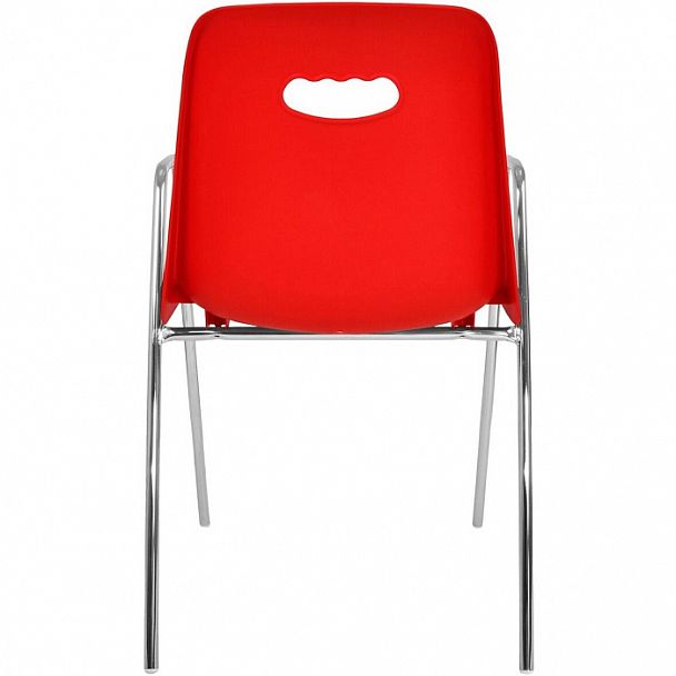 Стул Venezia (4 высокие ножки c подлокотниками), каркас хром, красный, стопируемый - Вид 2