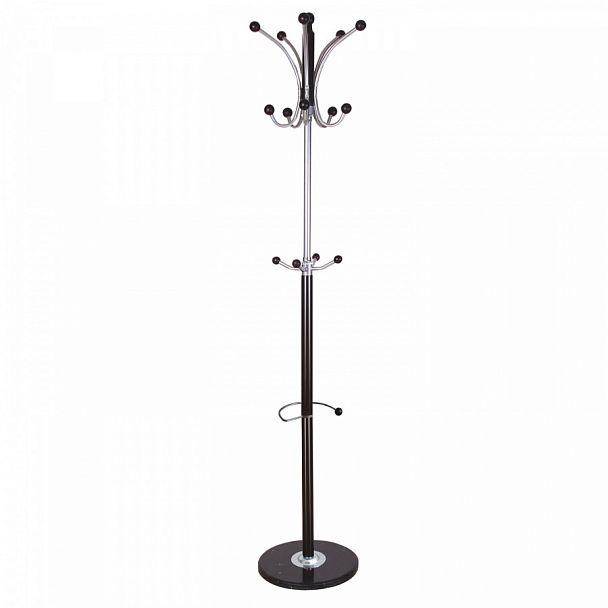 Вешалка-стойка BRABIX "CR-8342" на мраморном диске, металл, 5+4 крючка, цвет черный, 606439 - Вид 1