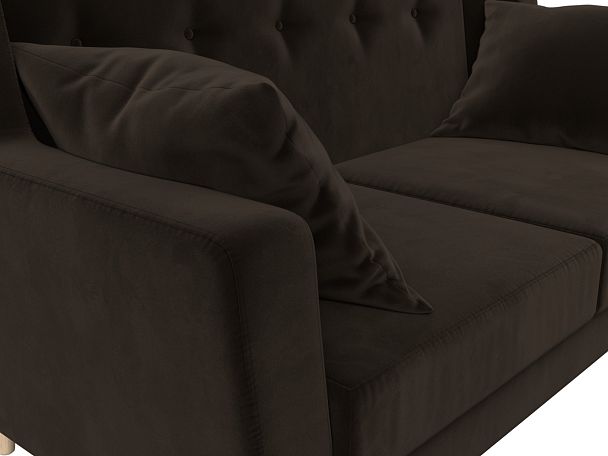 Прямой диван Брайтон 2 (полностью микровельвет коричневый) - Вид 4