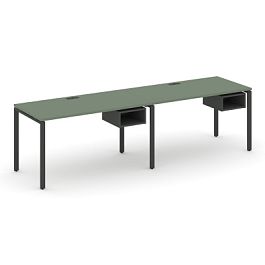 Concept Рабочая станция односторонняя с подвес. тумбами 2 места CN.ORS-103 Кобо/Антрацит/Металл Антрацит 2760*720*750 - Фото предпросмотра