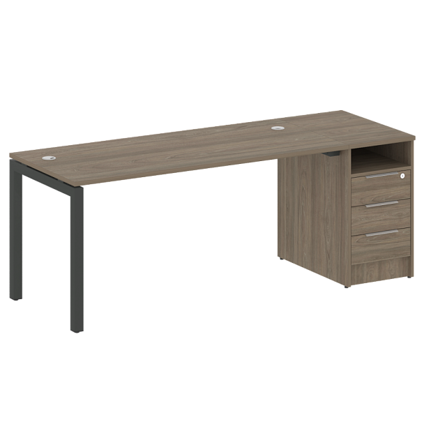 Metal System Quattro Р. ст. с тумбой на П-образном м/к 50БП.РС-СТП-1.4 Вяз/Антрацит металл 2012*720*750 - Вид 1