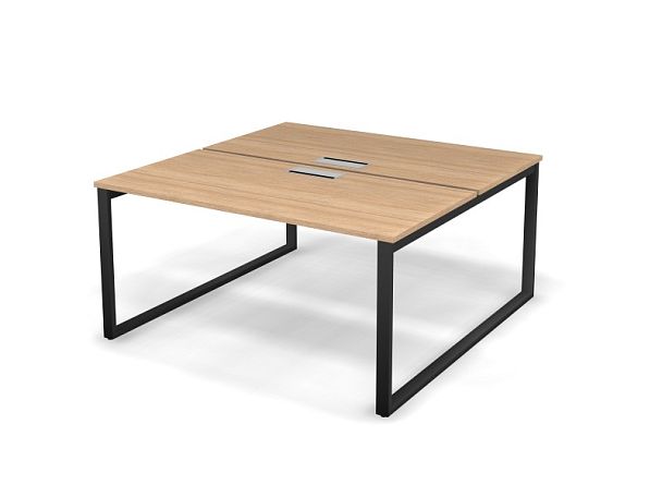 MATRIX 121S205-O Стол прямой двойной, пров-ик Merida (O-опоры) 1580х1590х775 Швейц-й вяз/Темно-серый - Вид 1