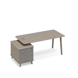 Стол комбинированный левый с тумбой малой (тип 1) WOOD Time wood ТМ В2 105 МП ВЛ/МП ВЛ вяз либерти (корпус, столешница, топ) / мокко премиум (фасад) - Фото предпросмотра