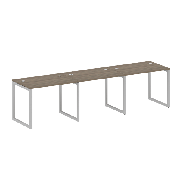 Metal System Quattro Р. ст. на 3 раб. места на О-образном м/к 40БО.СМ-3.1 Вяз/Серый металл 3000*720*750 - Вид 1