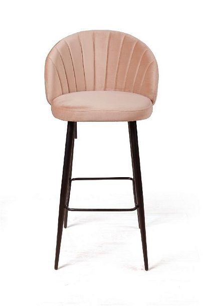 Стул барный Mont Blanc, бархат бежевый 5 / черный конус - Вид 2