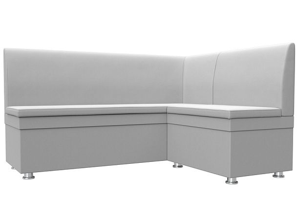 Кухонный угловой диван Уют правый (полностью экокожа белая) - Вид 1