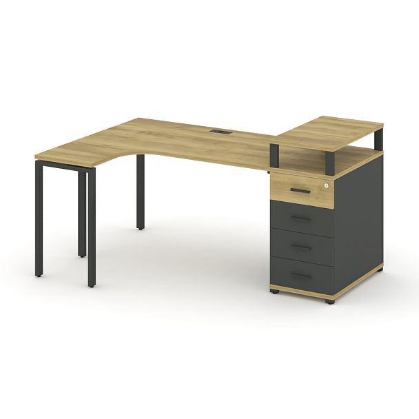 Concept Стол эргономичный CN.SA-406(L) A Дуб Винченцо/Антрацит/Металл Антрацит 2000*1180*917 - Вид 1