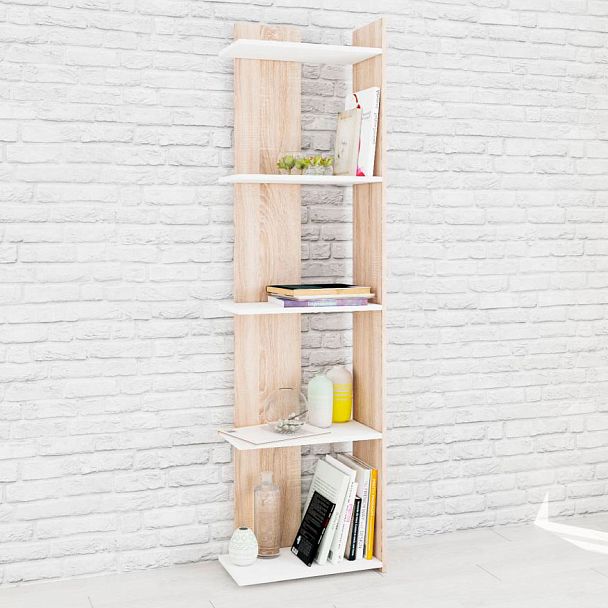 Стеллаж Ромео-7 (500*1800*250) дуб сонома/белый - Вид 1