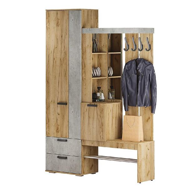 Прихожая "Трамп" (1500*2176*372) крафт/бетон - Вид 1