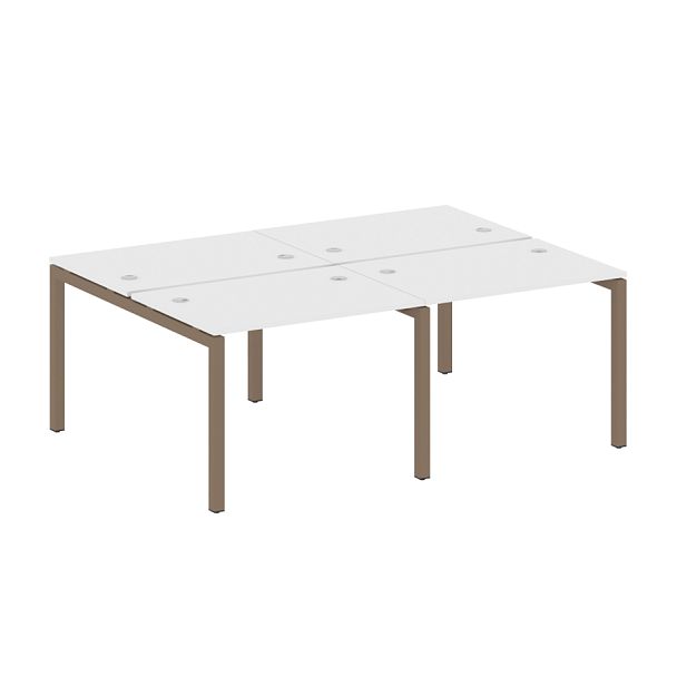 Metal System Quattro Р. ст. на 4 раб. места на П-образном м/к 50БП.СМ-4.1 Белый/Мокко металл 2000*1475*750 - Вид 1