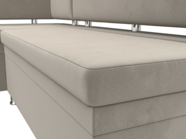 Кухонный уголок Стайл левый (полностью микровельвет бежевый) - Вид 4