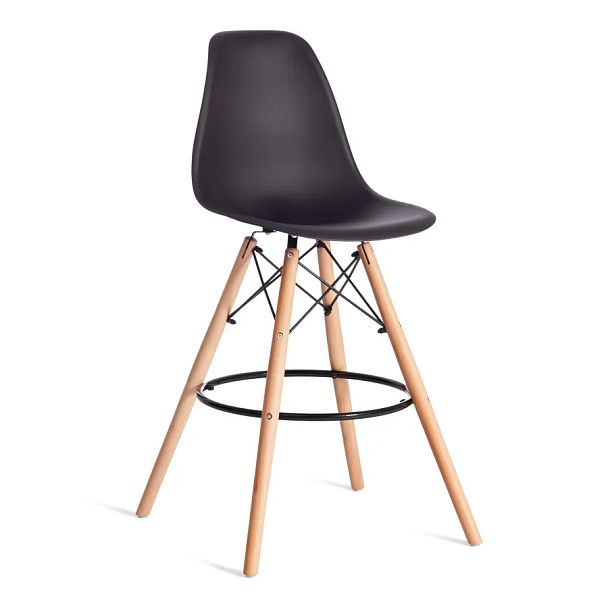 Стул барный Синди Бар Чаир/Cindy Bar Chair (мод.80-1)/2 шт. в упаковке, дерево бук/металл/пластик, Black (Черный) 3010/ натуральный - Вид 1