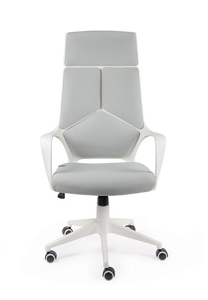 Кресло офисное / IQ / (white+grey) белый пластик / серая ткань - Вид 2