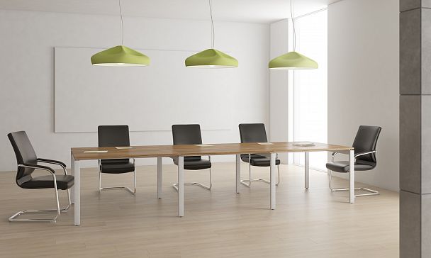 Стол для переговоров Tess Metal 120x120x75 светлый дуб - Вид 2