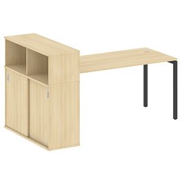 Metal System Quattro Стол письменный с шкафом-купе на П-образном м/к 40БП.РС-СШК-3.4 Т Акация/Антрацит металл 2010*1120*1098 - Фото предпросмотра