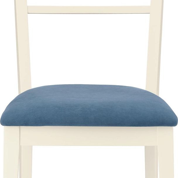 Комплект деревянных стульев с мягким сиденьем Ноэль Слоновая кость/Синий велюр, 2 шт. - Вид 10