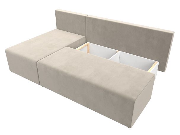 Угловой диван Поло левый (полностью микровельвет бежевый) - Вид 7