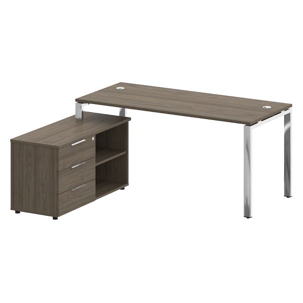 Metal System Direct Стол руковододителя с тумбой левый БГ.СРТ-4.7 (L) Вяз/Нерж. сталь 1700*1520*750 - Вид 1