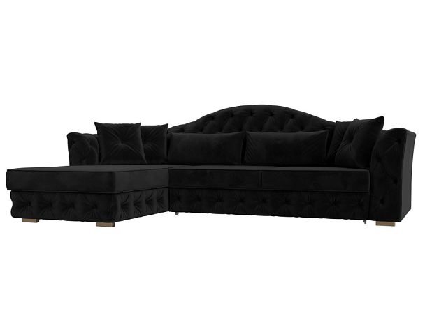 Диван угловой Артис левый угол Велюр черный - Вид 1