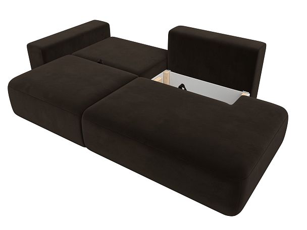 Диван прямой Лига-036 Модерн подлокотник слева Микровельвет коричневый - Вид 8