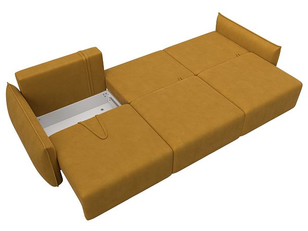 Диван прямой Лига-051 НПБ Лонг Велюр желтый - Вид 9
