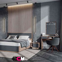 Даллас ТБ 01 Тумба прикроватная (0,500 х0,366х0,402) дуб каньон/МДФ софт графит - Фото предпросмотра