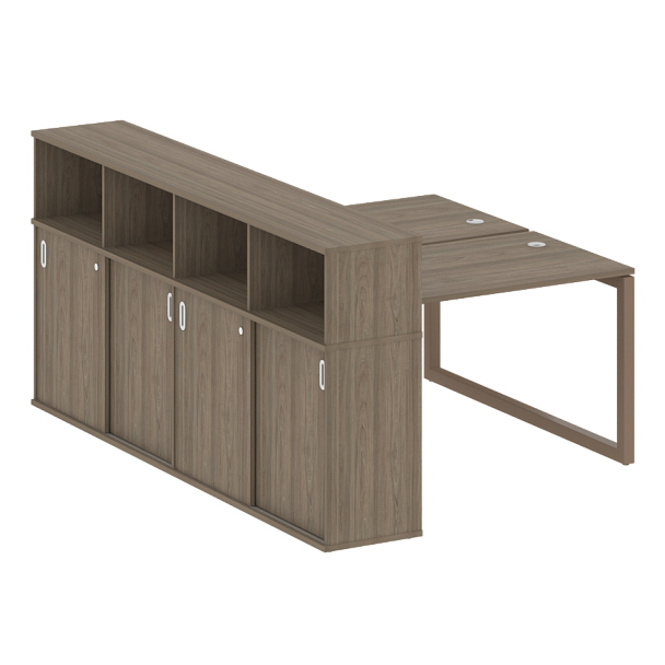 Metal System Quattro Р. ст. с шкафом-купе на О-образном м/к 50БО.РС-СШК-4.2 Т Вяз/Мокко металл 1610*2332*1098 - Вид 1
