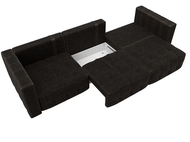 Диван прямой Лига-052 НПБ Лонг Велюр коричневый - Вид 8