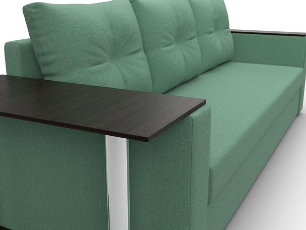 Диван прямой Атланта Лайт со столом слева Рогожка зеленый - Вид 4