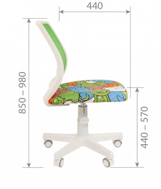 Кресло CHAIRMAN KIDS 112, пластик белый, велюр/сетка, принт ZOO - Вид 5