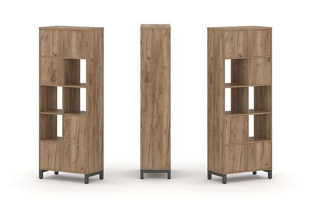 Стайл Проджект Набор стеллажа 1 сторон., 5 яр. SN.NS-521 Дуб Табак/Металл Антрацит 754*400*1982 - Вид 1