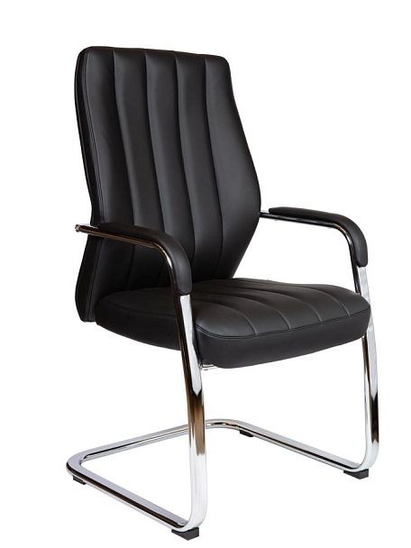 Кресло офисное / Madrid CF Black / алюминиевая  база  / черная экокожа - Вид 1