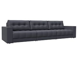 Диван прямой с декором Лига-049 НПБ Лонг Экокожа серый - Фото предпросмотра