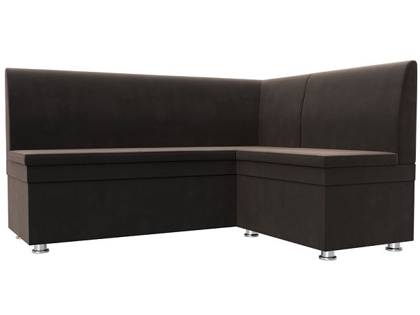 Кухонный угловой диван Уют правый (полностью велюр коричневый) - Вид 1