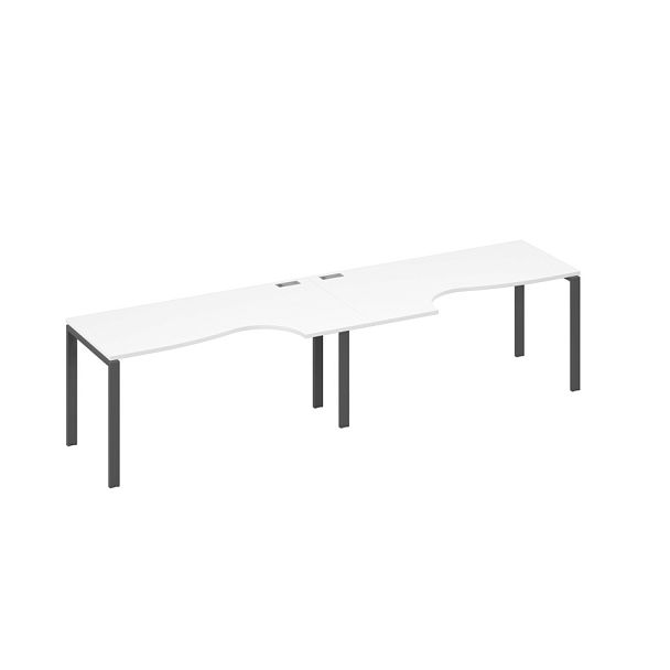 Рабочая станция столы (2х160) эргономичными Классика каркас UNO A4 А4 Б1 045-2 БП белый премиум / металлокаркас антрацит - Вид 1