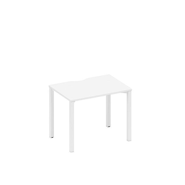 Стол письменный на металлокаркасе, столешница с вырезом Space+ А1 БГ 012.2 БП белый премиум / белый гладкий - Вид 1