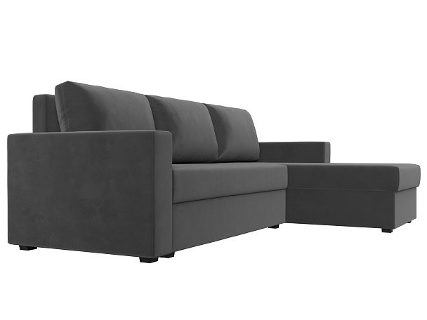 Угловой диван Траумберг Лайт правый (полностью велюр серый) - Вид 3
