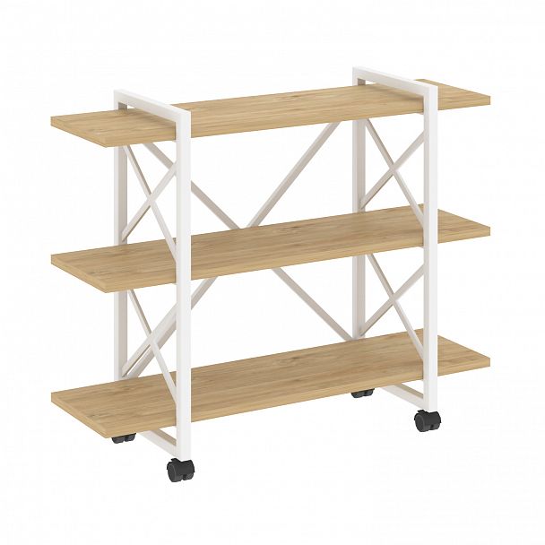 Стеллаж на колесах "Loft" VR.L-MST.K-3.8V тиквуд светлый/белый - Вид 1